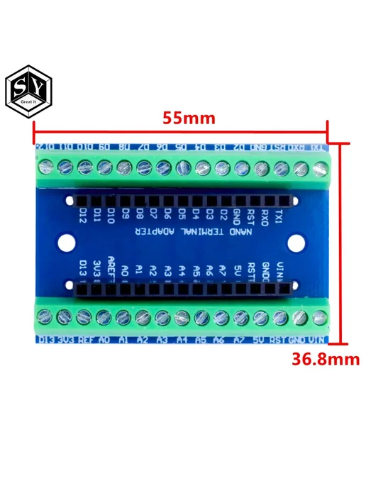 baishundianzi Адаптер для Arduino Nano, зеленый, без пайки, зеленый, фото 4