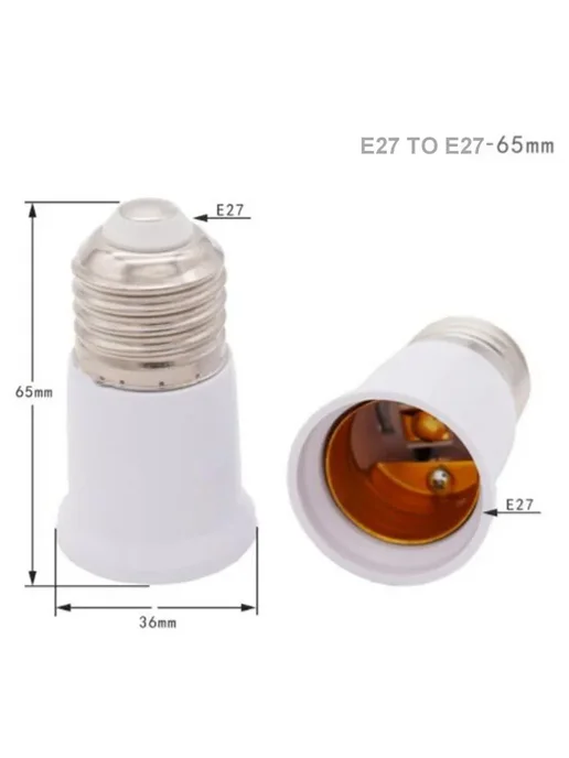 Нет бренда Удлинитель патрона E27, 65mm, белый, фото 5