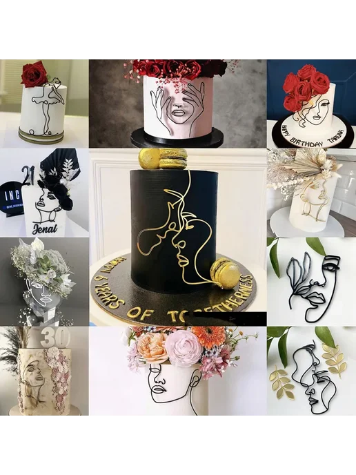 MJCakedecor Топпер для торта "Женское лицо" бордовый, Цвет 8, красный, фото 2