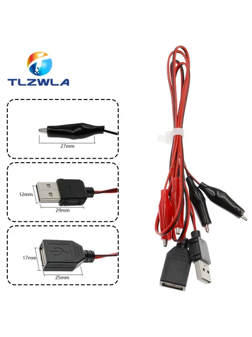 TLZWLA Тестовые зажимы крокодил с USB красный черный, Femal, черный, фото 2