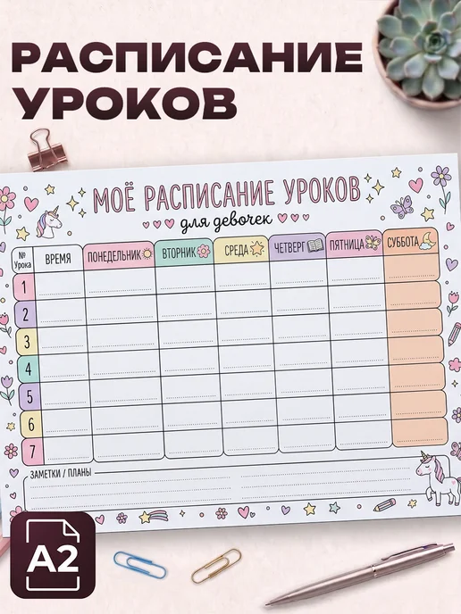 Allure Gift Расписание уроков для девочек, белый
