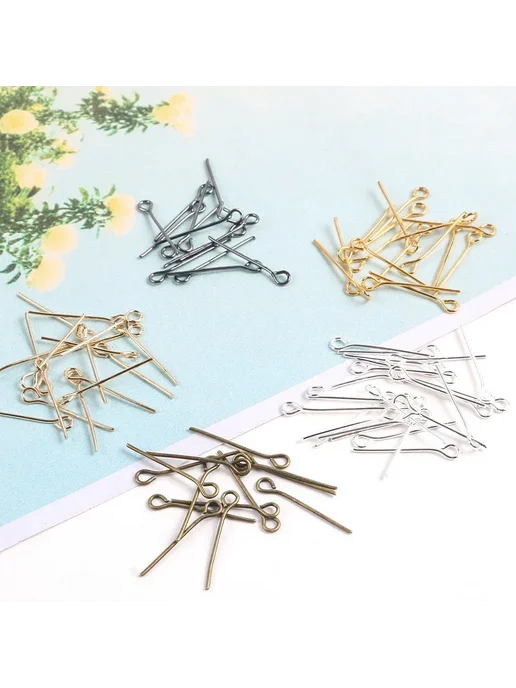 Нет бренда Бежевые шпильки для бижутерии 14 мм (100 шт), 100 шт, серый, фото 2