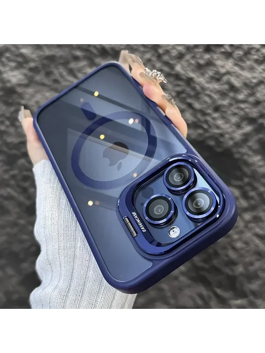 OLPAY Чехол для iPhone 13 синий Deep Blue с магнитной камерой, синий