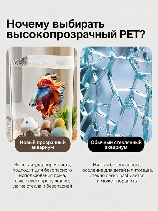 Аквариум для бетты 2 л с подсветкой, компактный, 2 л, фото 8