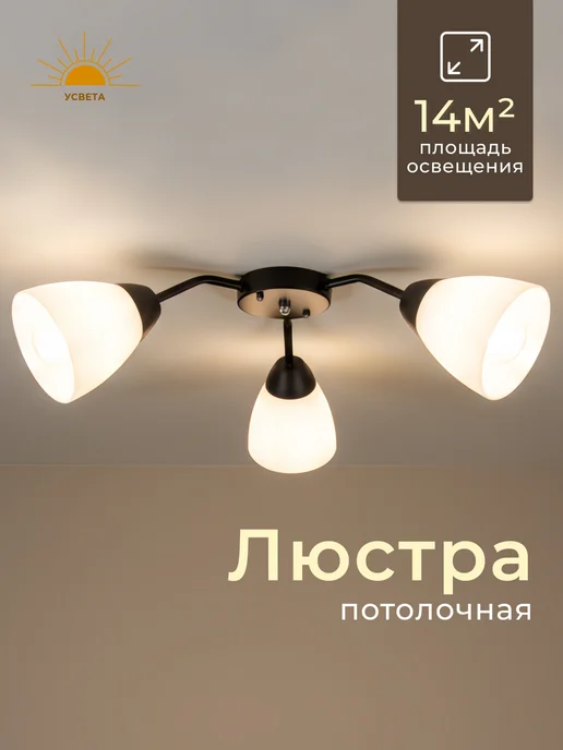 УСВЕТА Люстра потолочная цоколь, Е27, черный