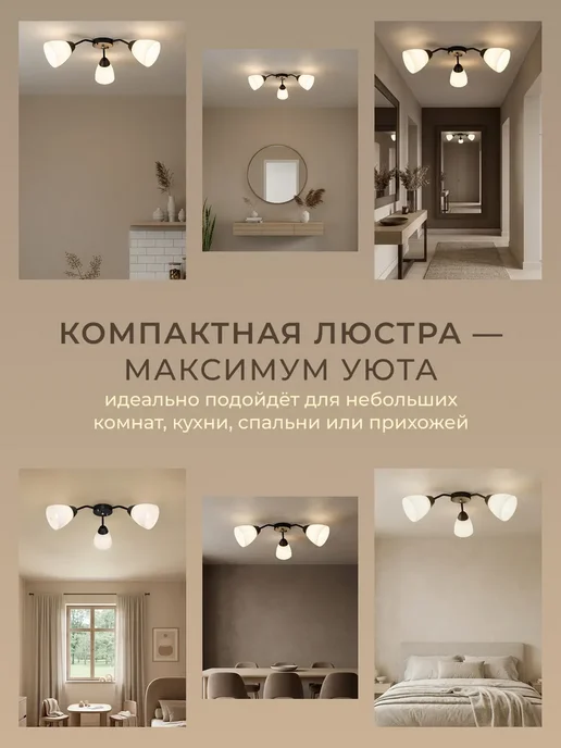 УСВЕТА Люстра потолочная цоколь, Е27, черный, фото 6