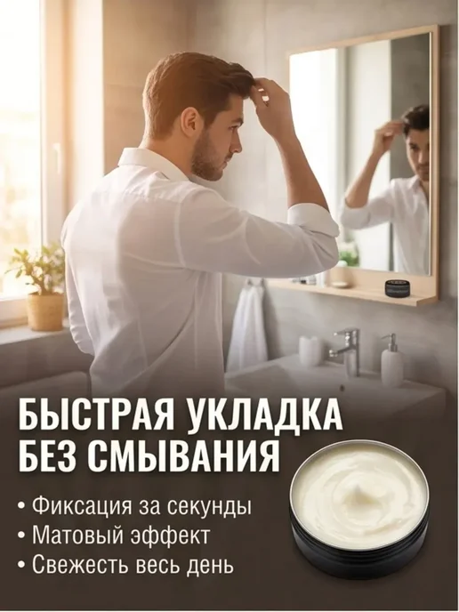 Помада для волос мужская, матовая, 50 г, 50 г, фото 3