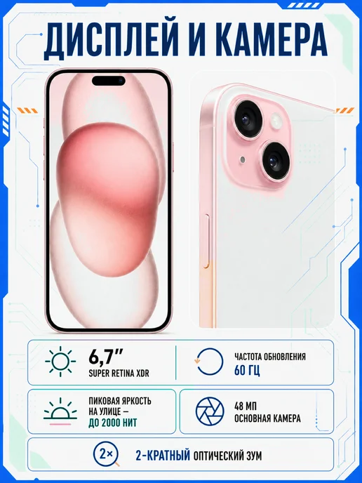 Смартфон Apple iPhone 15 Plus 128 ГБ, розовый, фото 7