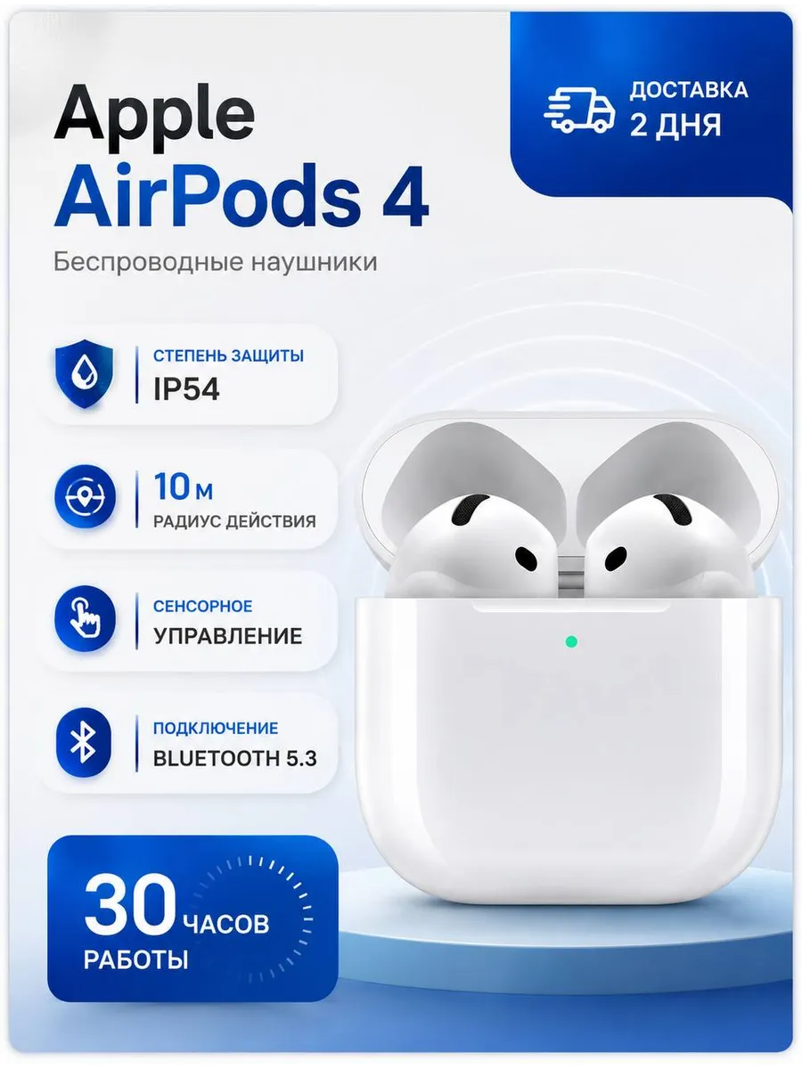 Наушники AirPods 4 (без шумоподавления). Оригинал Apple 1415693406 купить в интернет‑магазине Wildberries