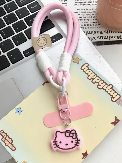 Starry Studio Ремешок для телефона Hello Kitty, розовый с карабином, розовый