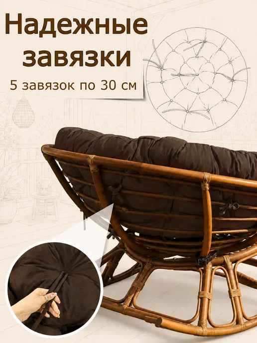 Tent-chehol Подушка круглая для подвесного кресла и качелей 130х130 см, 110x110 см, фото 2