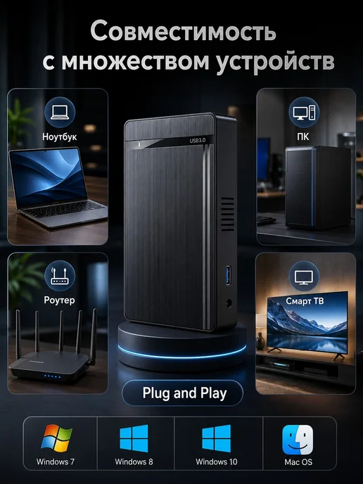 Корпус для накопителя USB 3.0 для ТВ, вариант