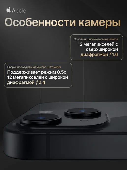 Смартфон Apple iPhone 13 Mini 256 ГБ (восстановленный), черный, фото 2
