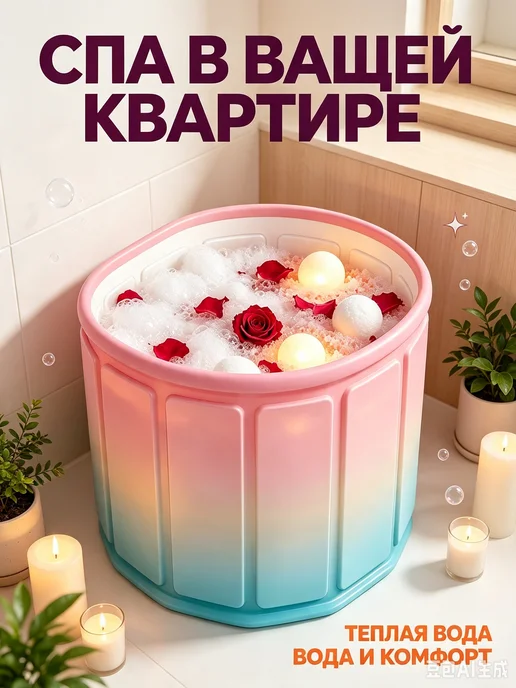 Складная купель портативная ванна, розовый