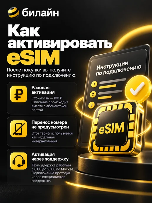 eSIM Билайн безлимитный интернет 2000 минут 1000 SMS, вариант, фото 3